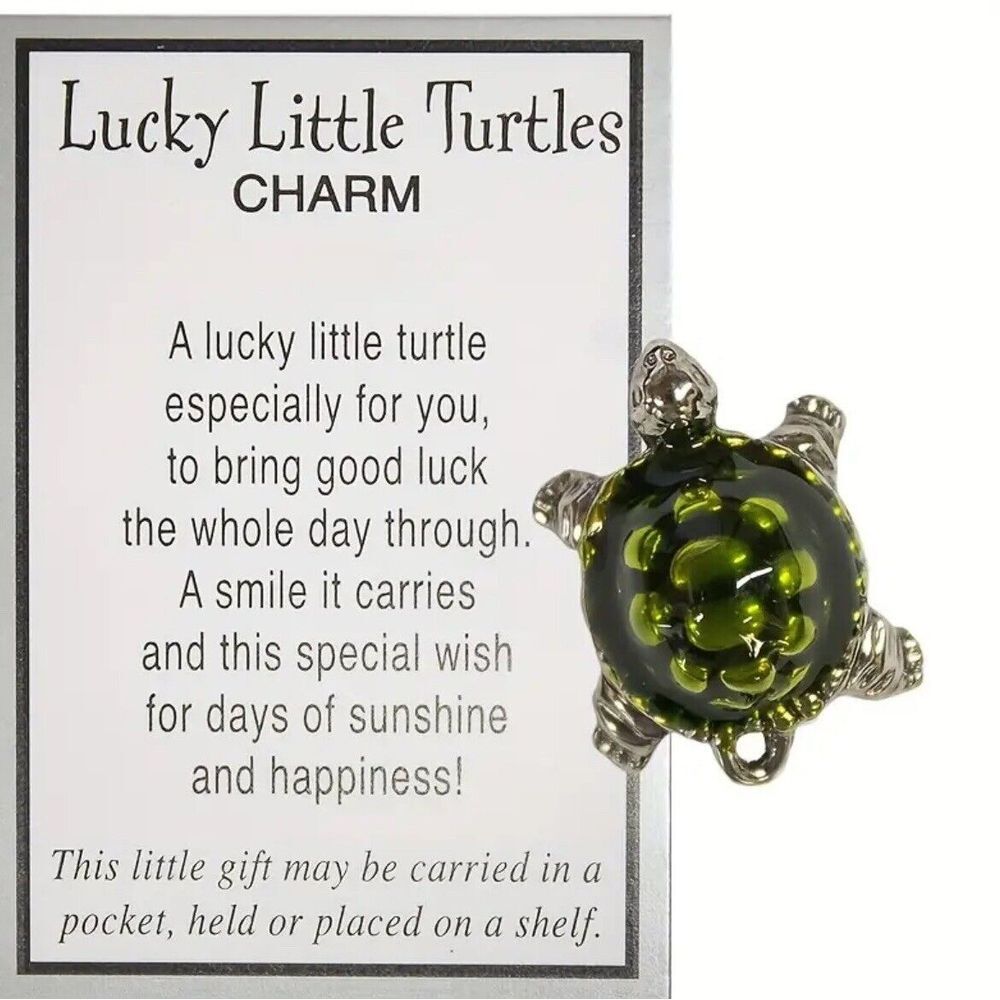 Lucky Little Turtle Pocket Token Charm Mini Figurine w/Poem Card‎